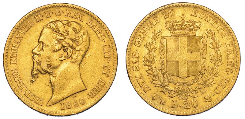 REGNO DI SARDEGNA. VITTORIO EMANUELE II DI SAVOIA, 1849-1861. 20 Lire 1860. Genova.  - Auction Numismatics - Cambi Casa d'Aste