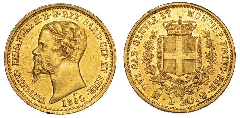REGNO DI SARDEGNA. VITTORIO EMANUELE II DI SAVOIA, 1849-1861. 20 Lire 1860. Milano.  - Auction Numismatics - Cambi Casa d'Aste