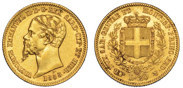 REGNO DI SARDEGNA. VITTORIO EMANUELE II DI SAVOIA, 1849-1861. 20 Lire 1855. Torino.