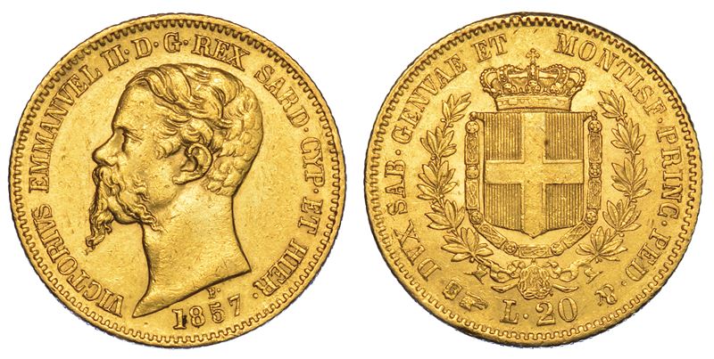 REGNO DI SARDEGNA. VITTORIO EMANUELE II DI SAVOIA, 1849-1861. 20 Lire 1857. Torino.  - Auction Numismatics - Cambi Casa d'Aste