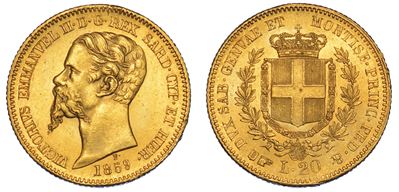Regno di Sardegna. Vittorio Emanuele II di Savoia, 1849-1861. 20 Lire 1859. Torino.
