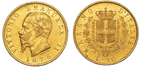 REGNO D'ITALIA. VITTORIO EMANUELE II DI SAVOIA, 1861-1878. 20 Lire 1876. Roma.