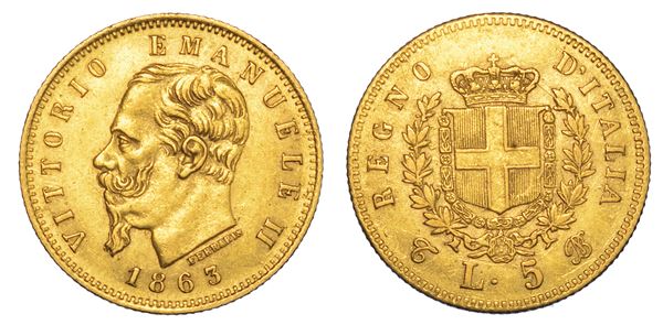 REGNO D'ITALIA. VITTORIO EMANUELE II DI SAVOIA, 1861-1878. 5 Lire 1863.