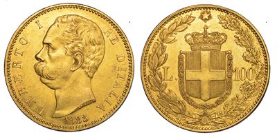 Regno D'italia. Umberto i di Savoia, 1878-1900. 100 Lire 1883.