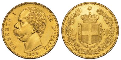 Regno D'italia. Umberto i di Savoia, 1878-1900. 50 Lire 1888.