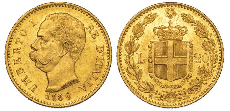 REGNO D'ITALIA. UMBERTO I DI SAVOIA, 1878-1900. 20 Lire 1880.  - Auction Numismatics - Cambi Casa d'Aste