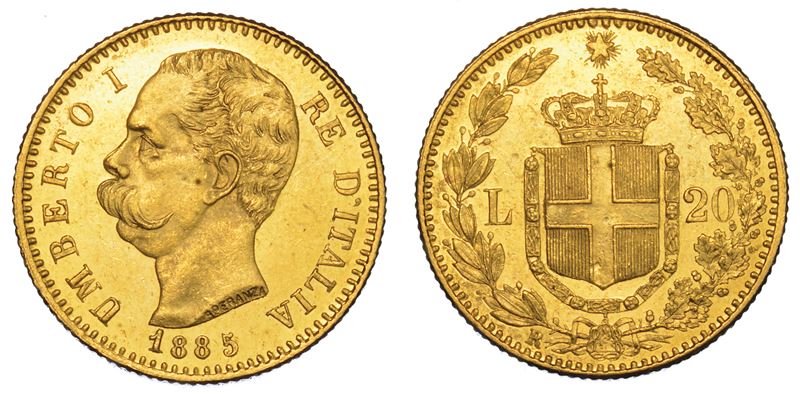REGNO D'ITALIA. UMBERTO I DI SAVOIA, 1878-1900. 20 Lire 1885.  - Asta Numismatica - Cambi Casa d'Aste