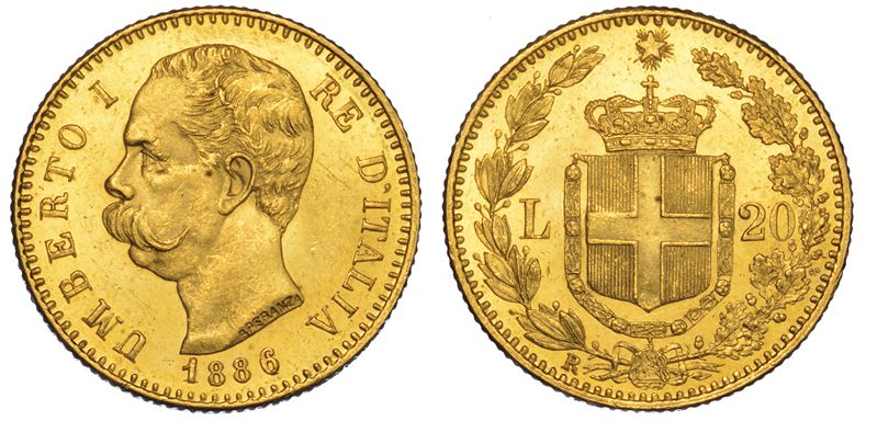 REGNO D'ITALIA. UMBERTO I DI SAVOIA, 1878-1900. 20 Lire 1886.  - Auction Numismatics - Cambi Casa d'Aste