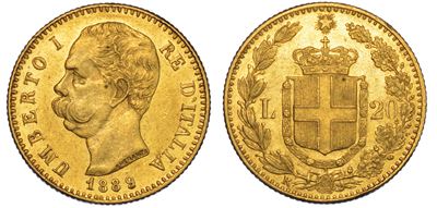 Regno D'italia. Umberto i di Savoia, 1878-1900. 20 Lire 1889.
