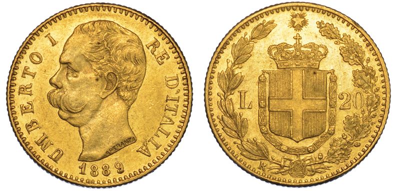 REGNO D'ITALIA. UMBERTO I DI SAVOIA, 1878-1900. 20 Lire 1889.  - Auction Numismatics - Cambi Casa d'Aste