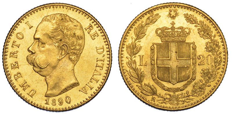 REGNO D'ITALIA. UMBERTO I DI SAVOIA, 1878-1900. 20 Lire 1890.  - Auction Numismatics - Cambi Casa d'Aste