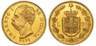 Regno D'italia. Umberto i di Savoia, 1878-1900. 20 Lire 1893.
