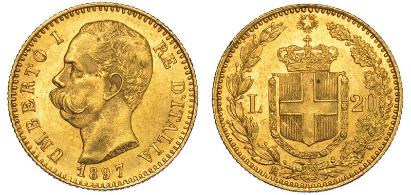 REGNO D'ITALIA. UMBERTO I DI SAVOIA, 1878-1900. 20 Lire 1897.  - Auction Numismatics - Cambi Casa d'Aste