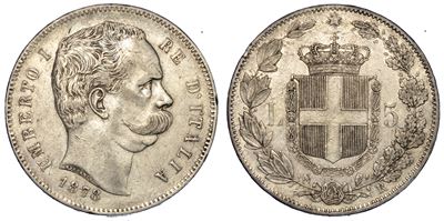 Regno D'italia. Umberto i di Savoia, 1878-1900. 5 Lire 1878.