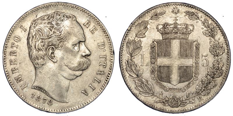 REGNO D'ITALIA. UMBERTO I DI SAVOIA, 1878-1900. 5 Lire 1878.  - Auction Numismatics - Cambi Casa d'Aste