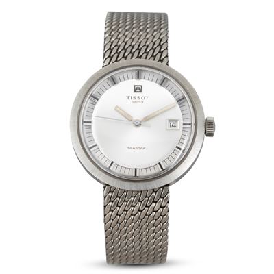 Seastar in Acciaio con Bracciale Integrato Carica Manuale, Quadrante Argentè con Indicazione dell...