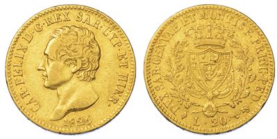 Regno di Sardegna. Carlo Felice di Savoia, 1821-1831. 20 Lire 1826. Torino.