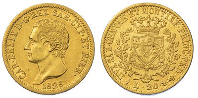 Regno di Sardegna. Carlo Felice di Savoia, 1821-1831. 20 Lire 1828. Torino.