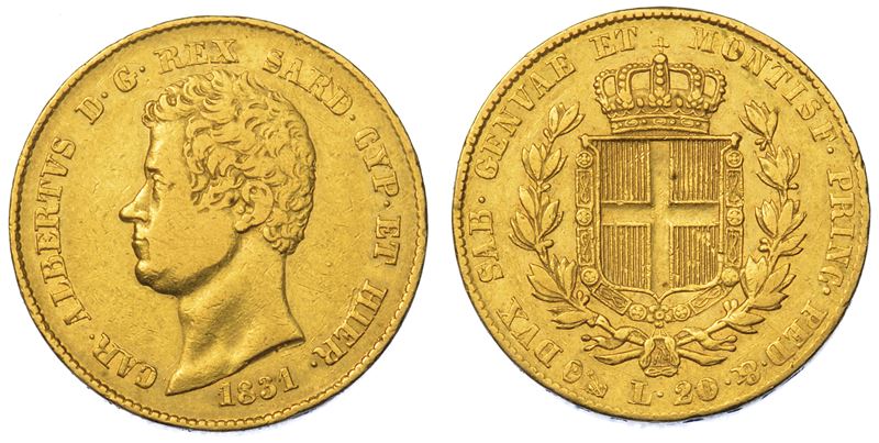 REGNO DI SARDEGNA. CARLO ALBERTO DI SAVOIA, 1831-1849. 20 Lire 1831. Genova.  - Auction Numismatics - Cambi Casa d'Aste