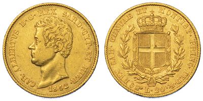 Regno di Sardegna. Carlo Alberto di Savoia, 1831-1849. 20 Lire 1842. Torino.