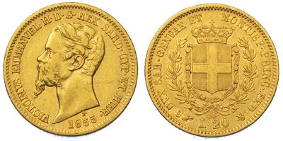 Regno di Sardegna. Vittorio Emanuele II di Savoia, 1849-1861. 20 Lire 1855. Torino.