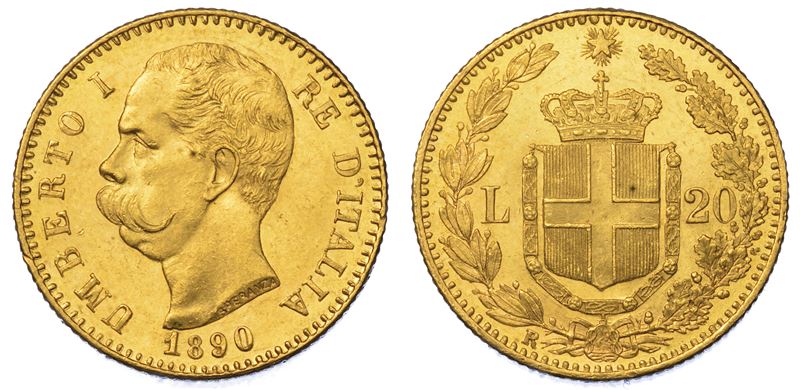 REGNO D'ITALIA. UMBERTO I DI SAVOIA, 1878-1900. 20 Lire 1890.  - Auction Numismatics - Cambi Casa d'Aste