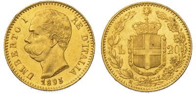 Regno D'italia. Umberto i di Savoia, 1878-1900. 20 Lire 1893.