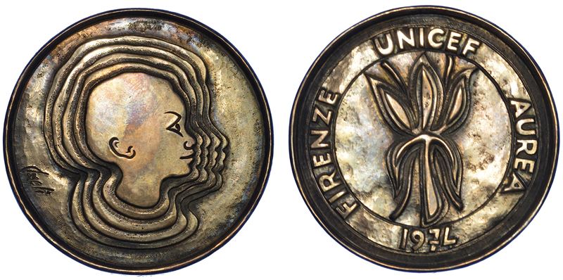 VARIE. UNICEF. Medaglia in argento 1974.  - Auction Numismatics - Cambi Casa d'Aste