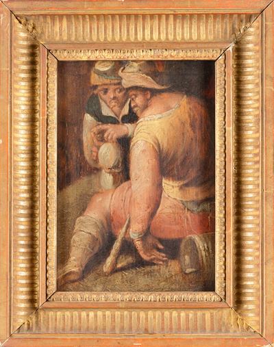 Scena di genere con contadini, olio su tavola