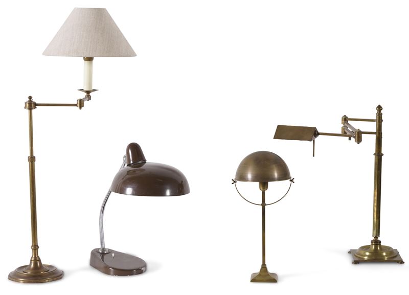 Quattro lampade da tavolo diverse in metallo  - Asta Antiquariato - Cambi Casa d'Aste