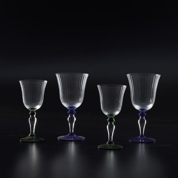 Elementi di un servizio di calici. Murano, Manifattura Nason Moretti, seconda metà del XX secolo.