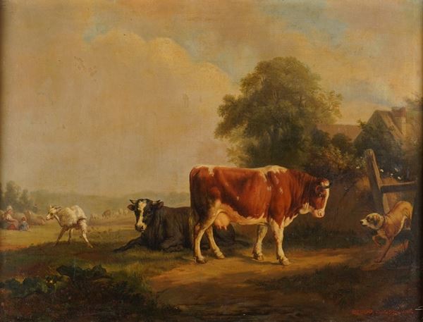 Renaud, d'apres Brascassat Paesaggio con armenti