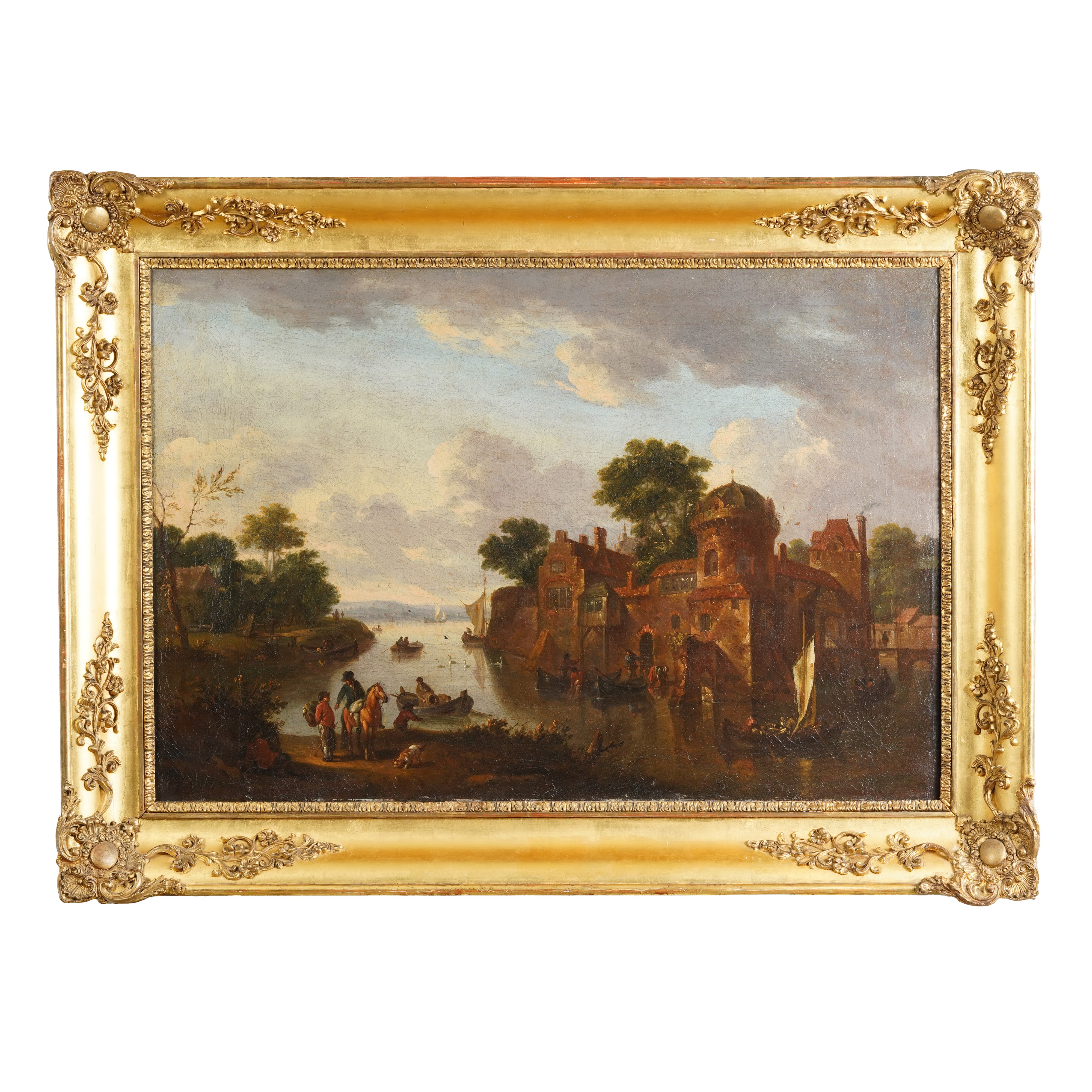 Johann Georg Stuhr - Paesaggio Fluviale con Contadini