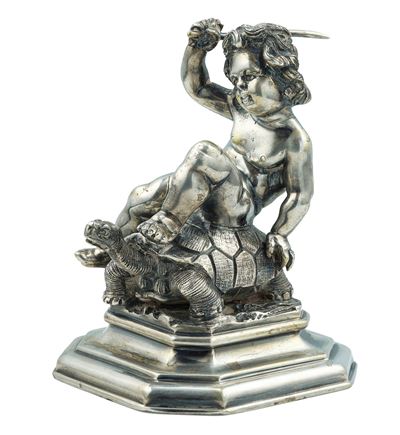 Buccellati, Putto con tartaruga in argento 800