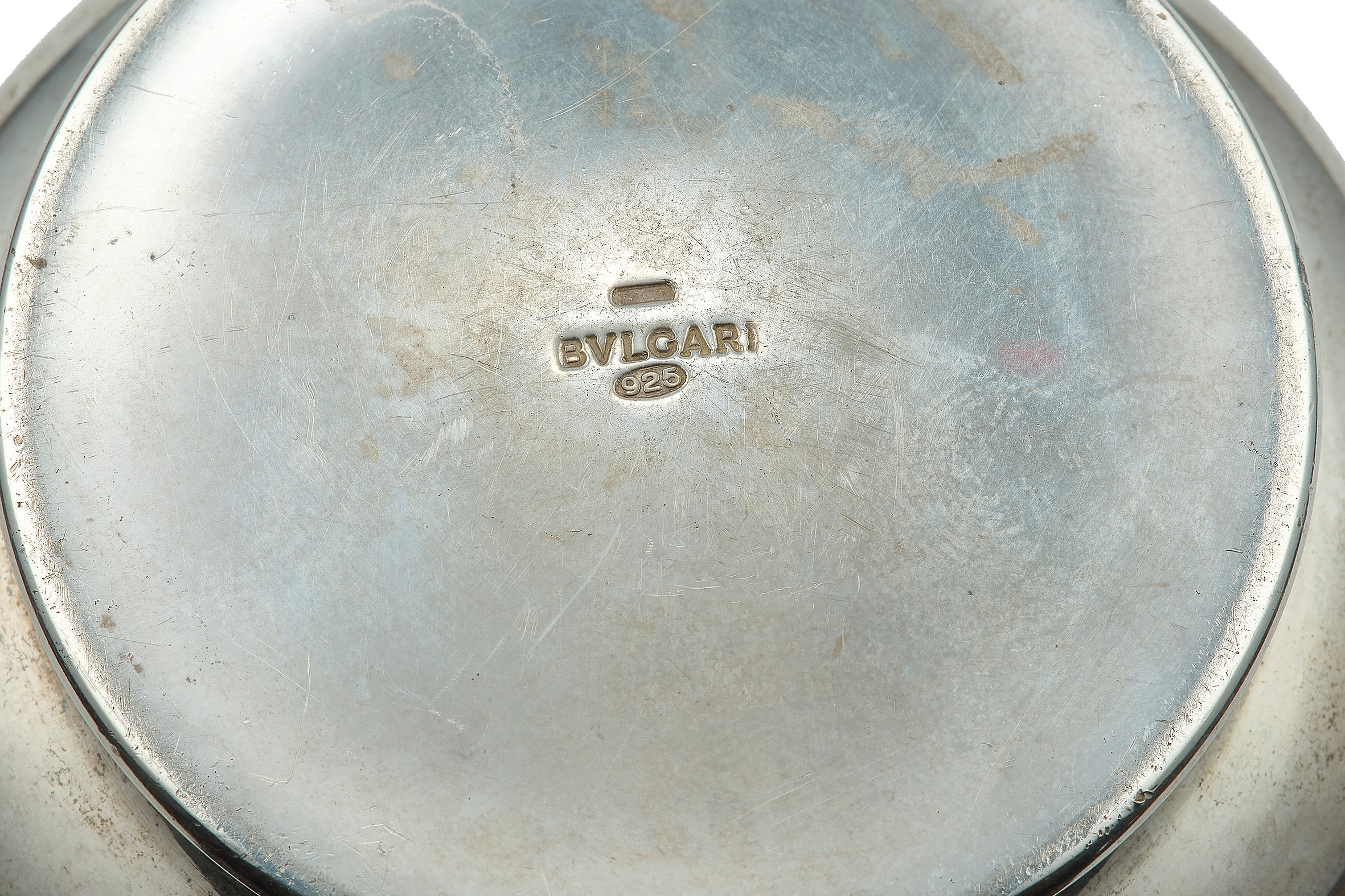 Bulgari, Vasetto firmato in argento 925 con piattini in argento 800 firmati M. Buccellati