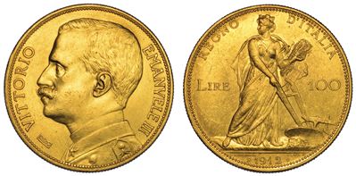 Regno D'italia. Vittorio Emanuele III di Savoia, 1900-1946. 100 Lire 1912. Aratrice.