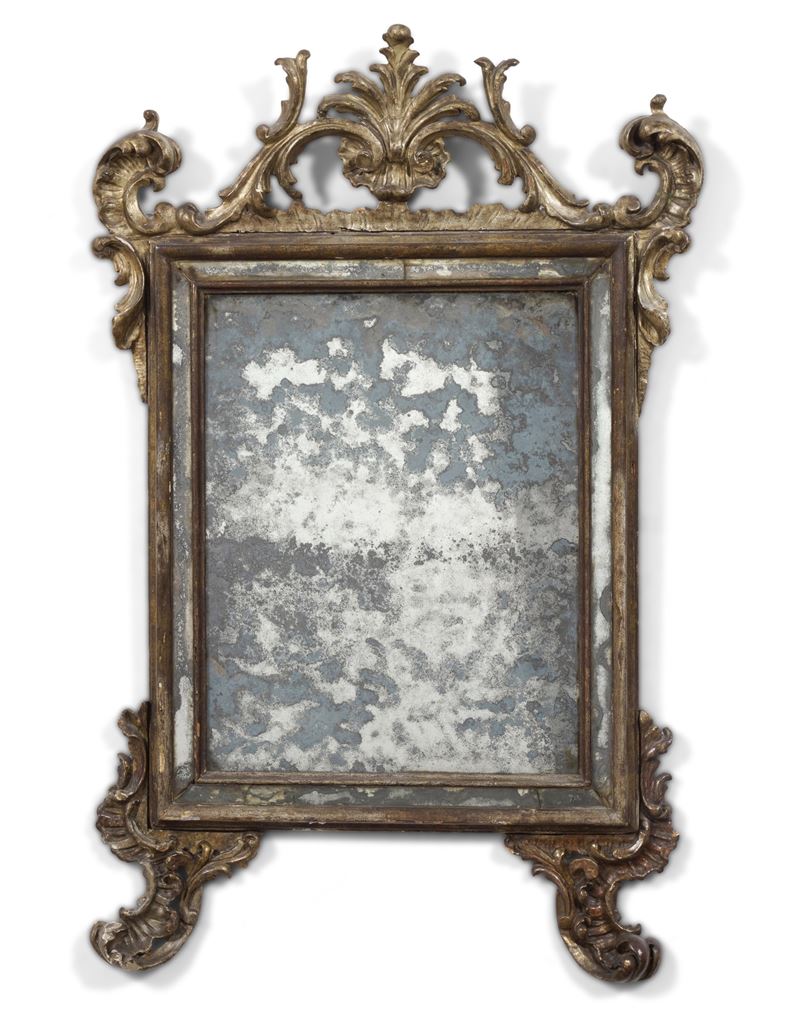 Specchiera in legno intagliato e dorato. XVIII secolo  - Asta Antiquariato - Cambi Casa d'Aste