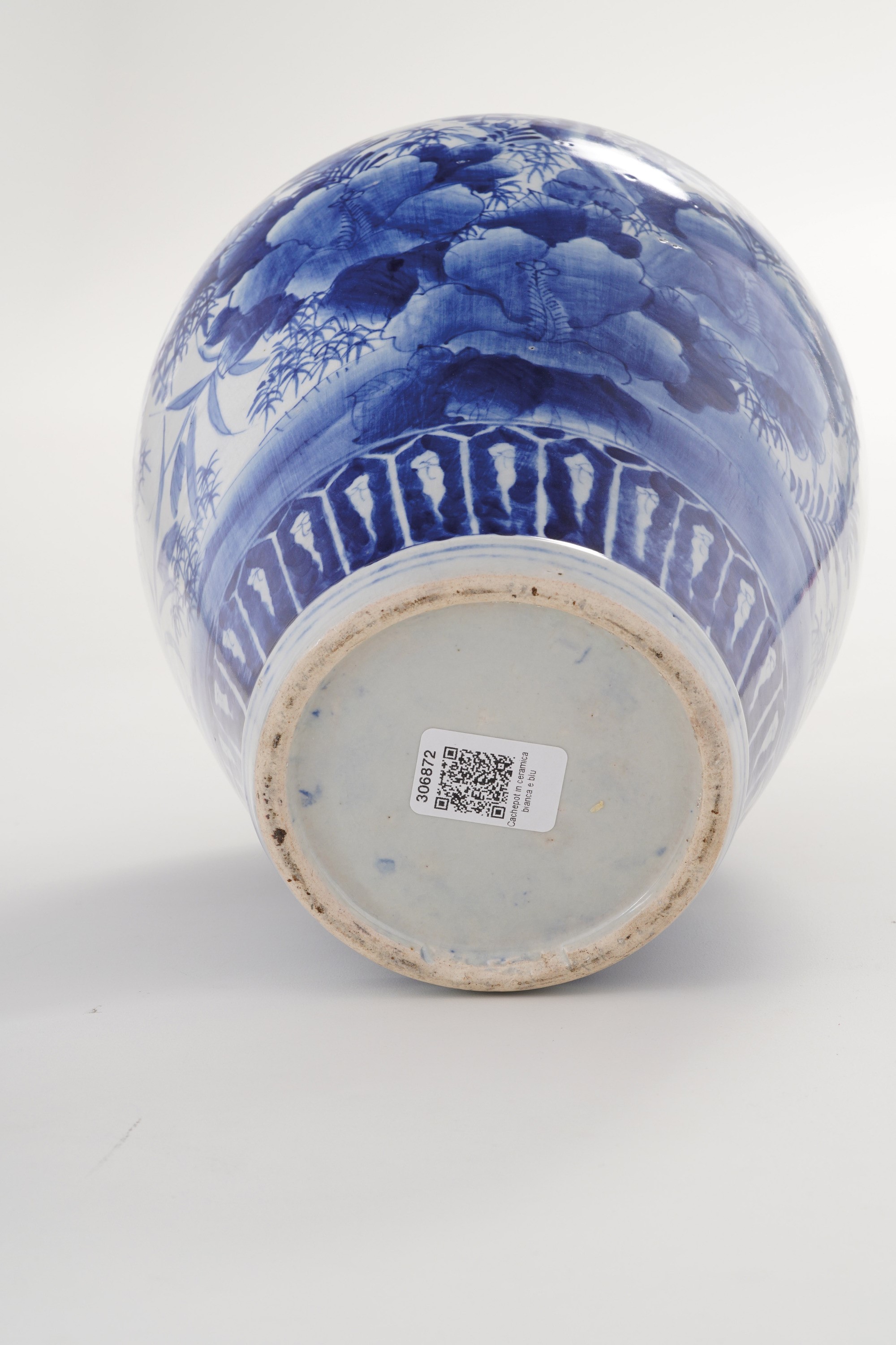 Potiche in Ceramica Bianca e Blu, Giappone XX Secolo