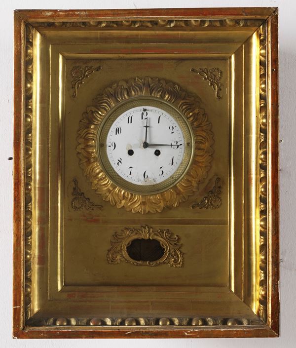 Orologio da parete in cornice dorata, XIX secolo