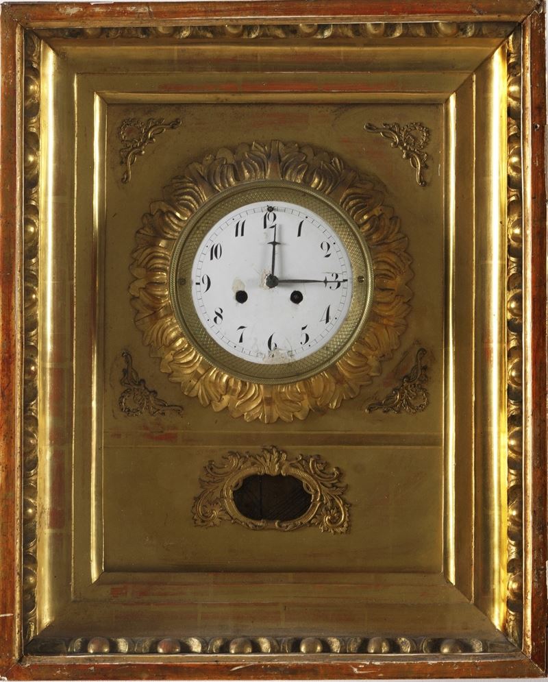 Orologio da parete in cornice dorata, XIX secolo  - Asta Antiquariato - Cambi Casa d'Aste