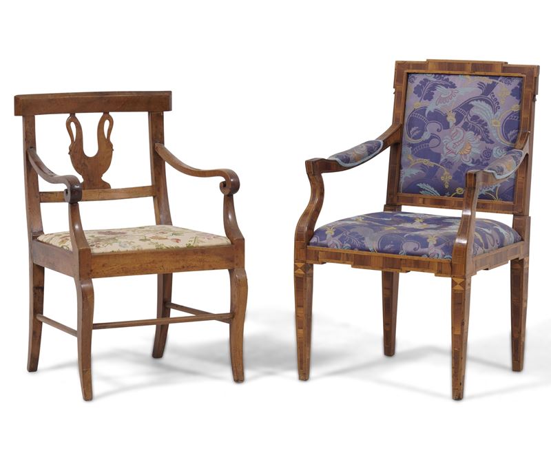 Due poltrone diverse Carlo X  - Auction Antique - Cambi Casa d'Aste