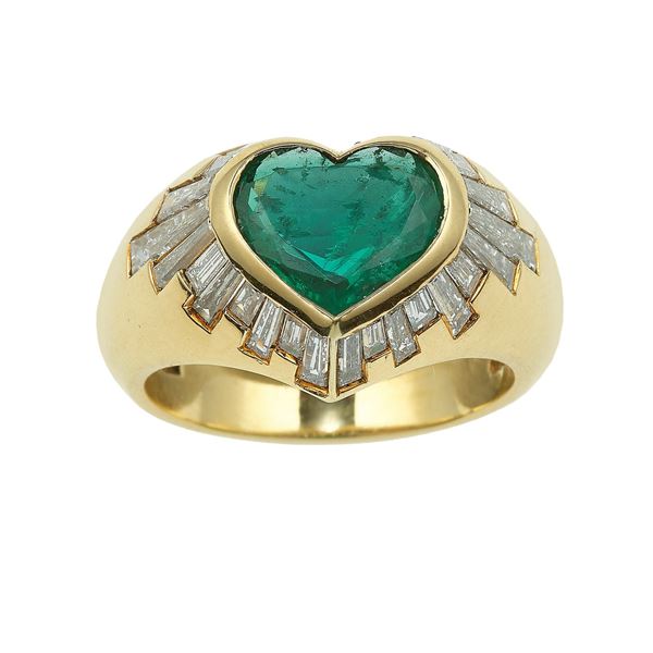Emerald and diamond ring