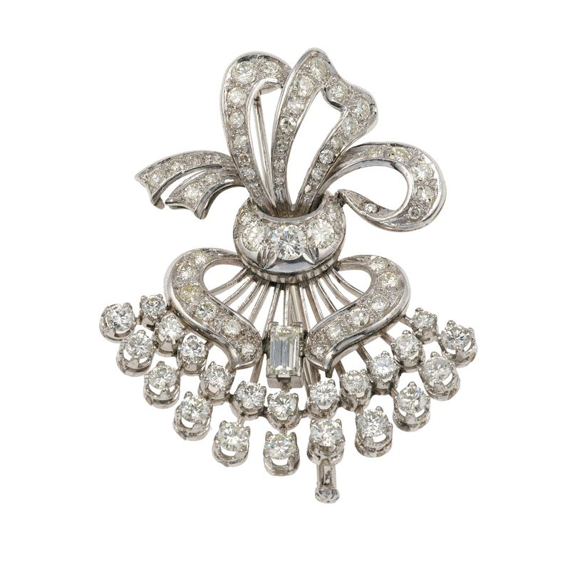 Diamond and gold brooch  - Auction Fine Jewels - Cambi Casa d'Aste