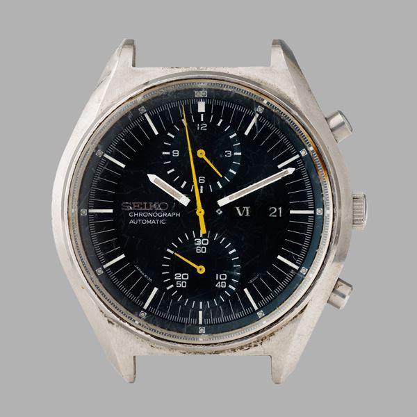 Seiko Chronograph automatico due contatori verticali “Petrol Blue”, in acciaio, 39 mm