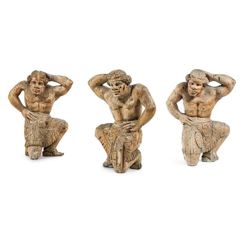 Tre mori inginocchiati. Venezia, XVIII secolo  - Auction Six Centuries of Arts and Furnitures - III - Cambi Casa d'Aste