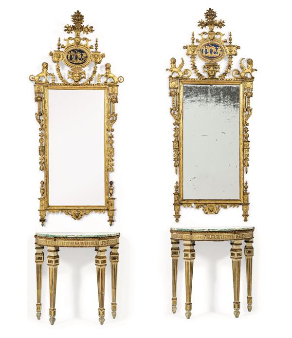 Coppia di importanti specchiere. Lucca, fine XVIII secolo