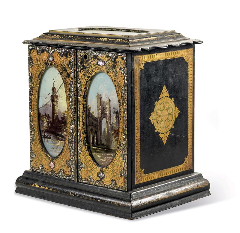 Scrigno in papier-mâché. XIX secolo  - Asta Sei Secoli di Arti e Arredi - III - Cambi Casa d'Aste