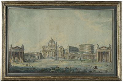 Scuola della Fine del XVIII Secolo Veduta di Piazza San Pietro