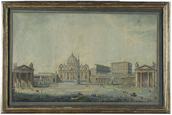 Scuola della fine del XVIII secolo Veduta di Piazza San Pietro