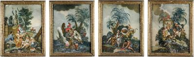 Pittore Piemontese del XVIII Secolo Allegorie dei Quattro Continenti